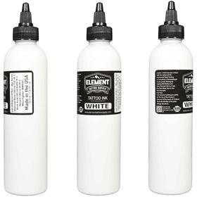 Close-up of Element Tattoo Supply White Tattoo Ink bottle label