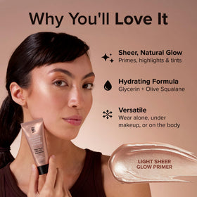Close-up of Elizabeth Mott Glow support texture on skin