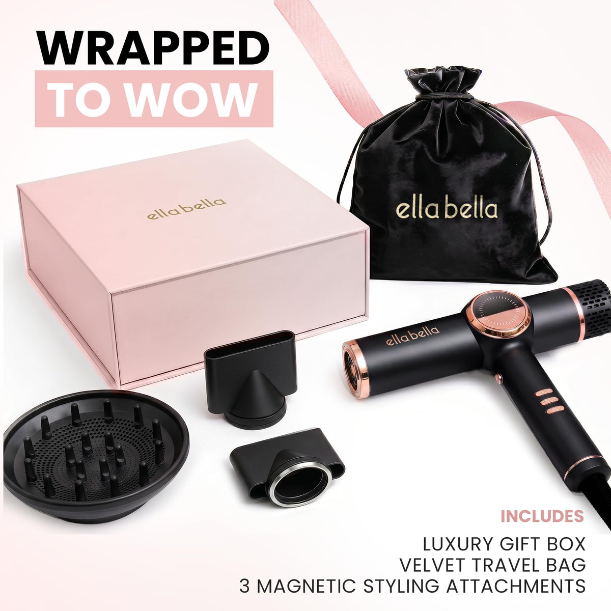 Close-up of ELLA BELLA Ionic Hair Dryer diffuser attachment