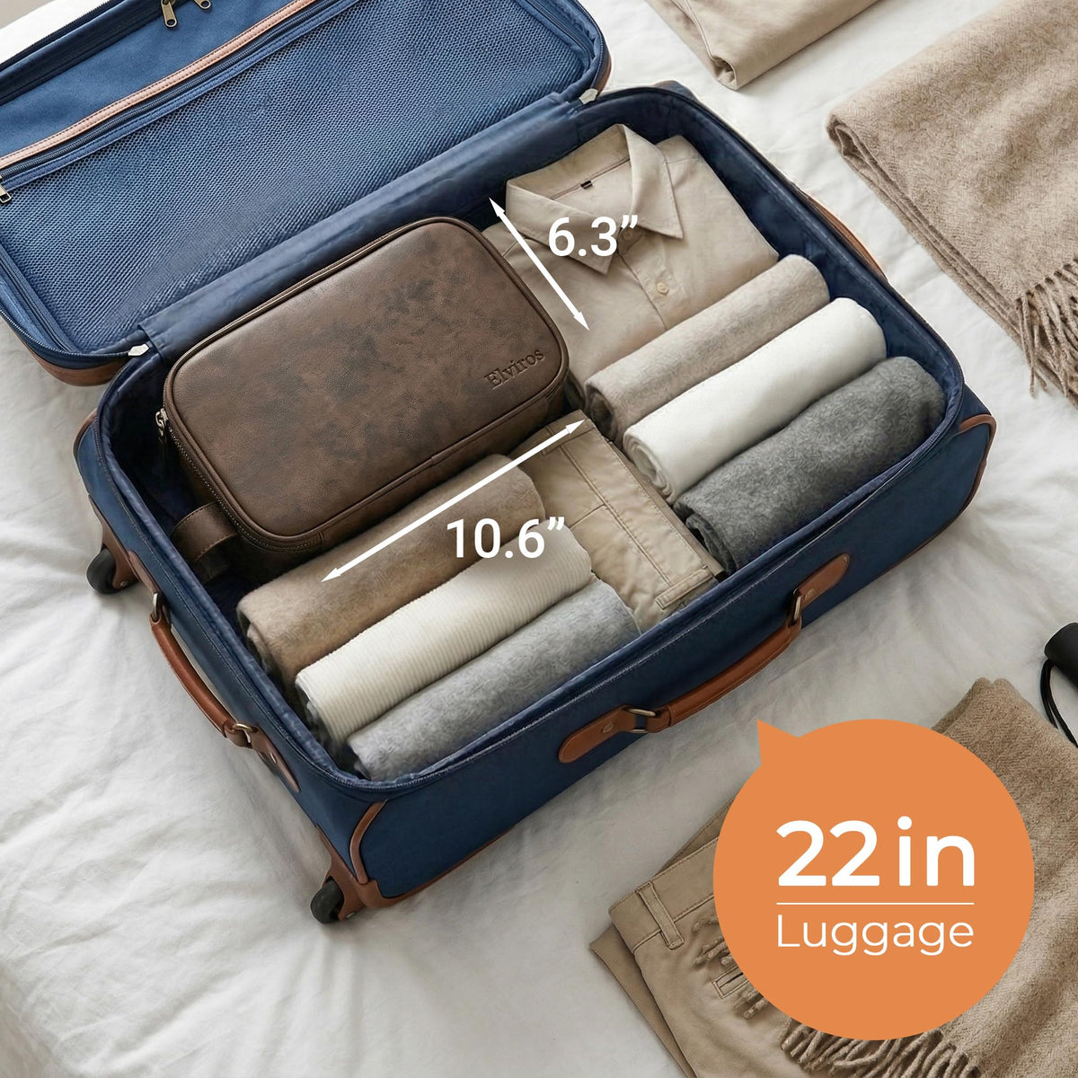 Close-up of Elviros Toiletry Bag's PU leather texture