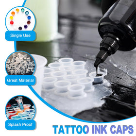 Close-up of Emalla tattoo ink cups showing different sizes
