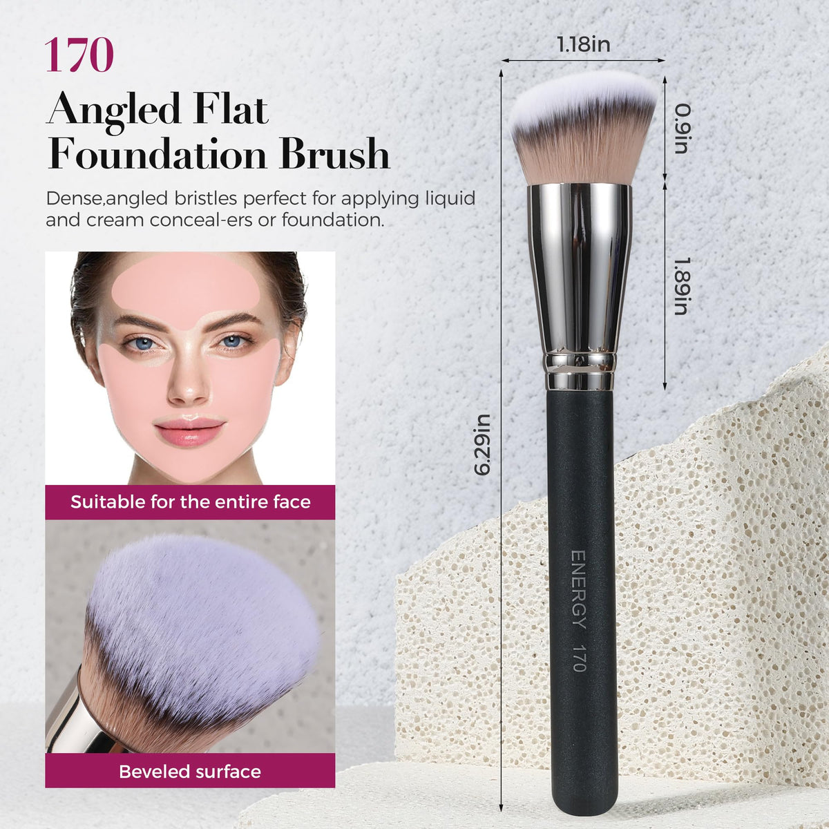 Close-up of ENERGY Kabuki Foundation brush bristles