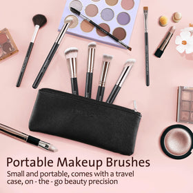 Close-up of ENERGY makeup brushes showing soft bristles