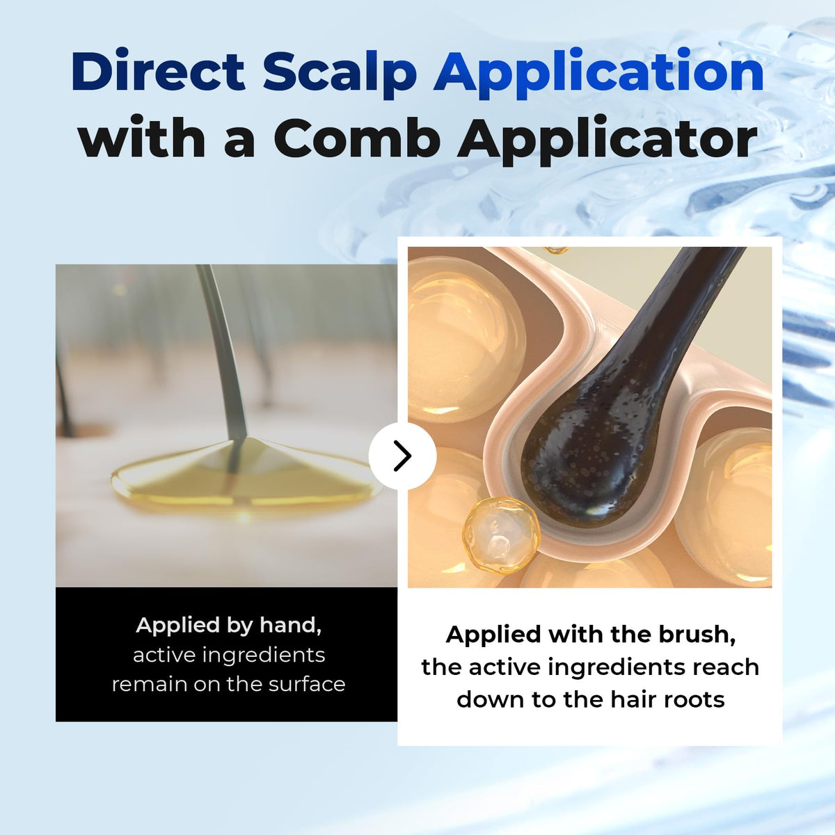 Close-up of EPAIS Hair Serum applicator in use