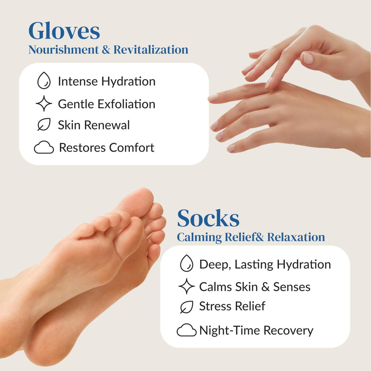 Close-up of Epielle hand mask with moisturizing ingredients