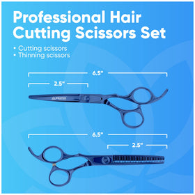 Close-up of Equinox barber scissors with hand-sharpened edges