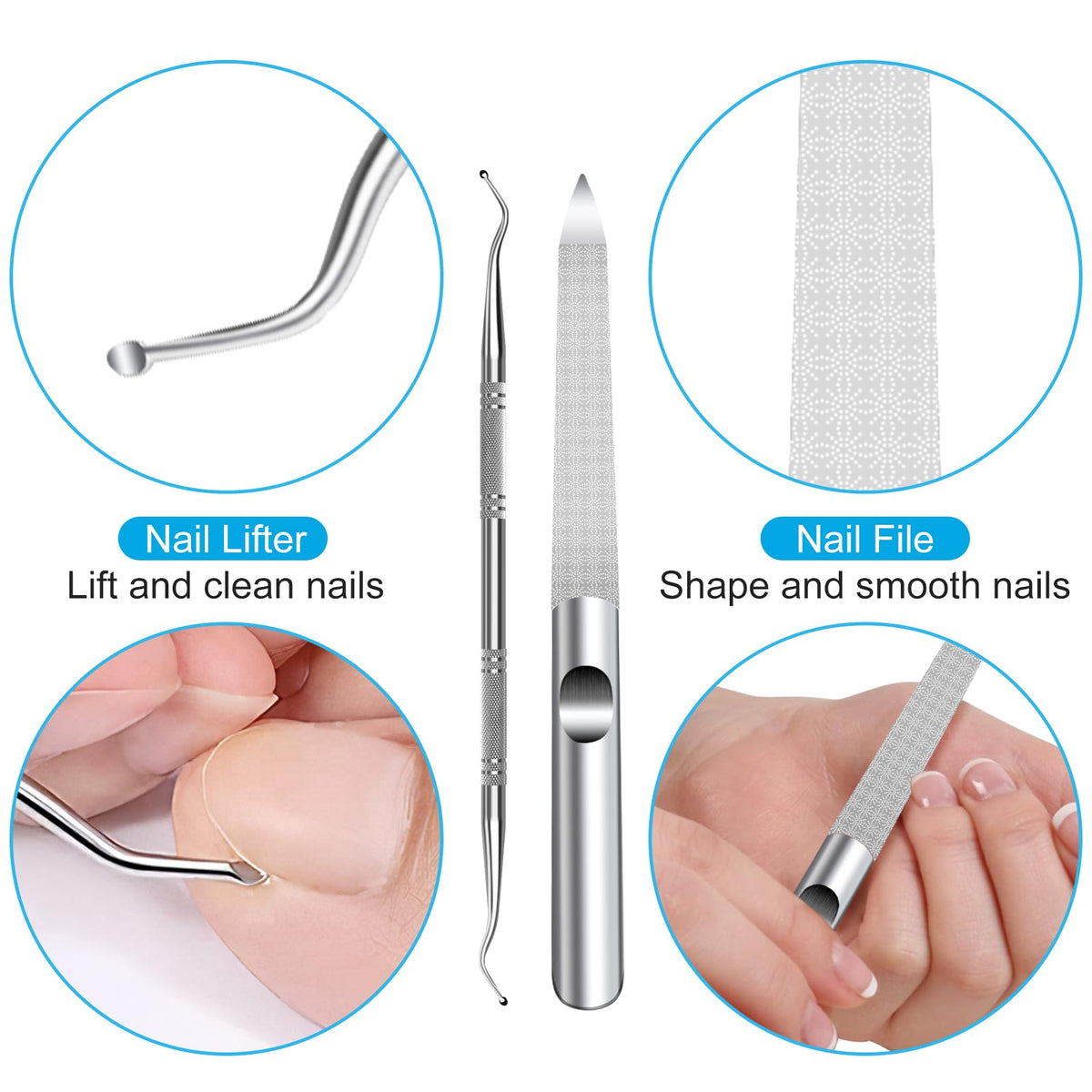 Close-up of ergonomic handles on toenail clippers