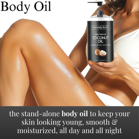Close-up of Essentially KateS Fractionated Coconut Oil bottle with label