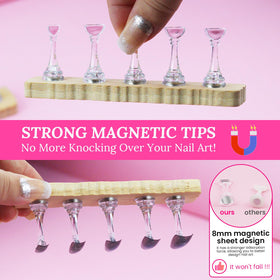 Close-up of ESUOHYM Nail Stand with double-sided tape