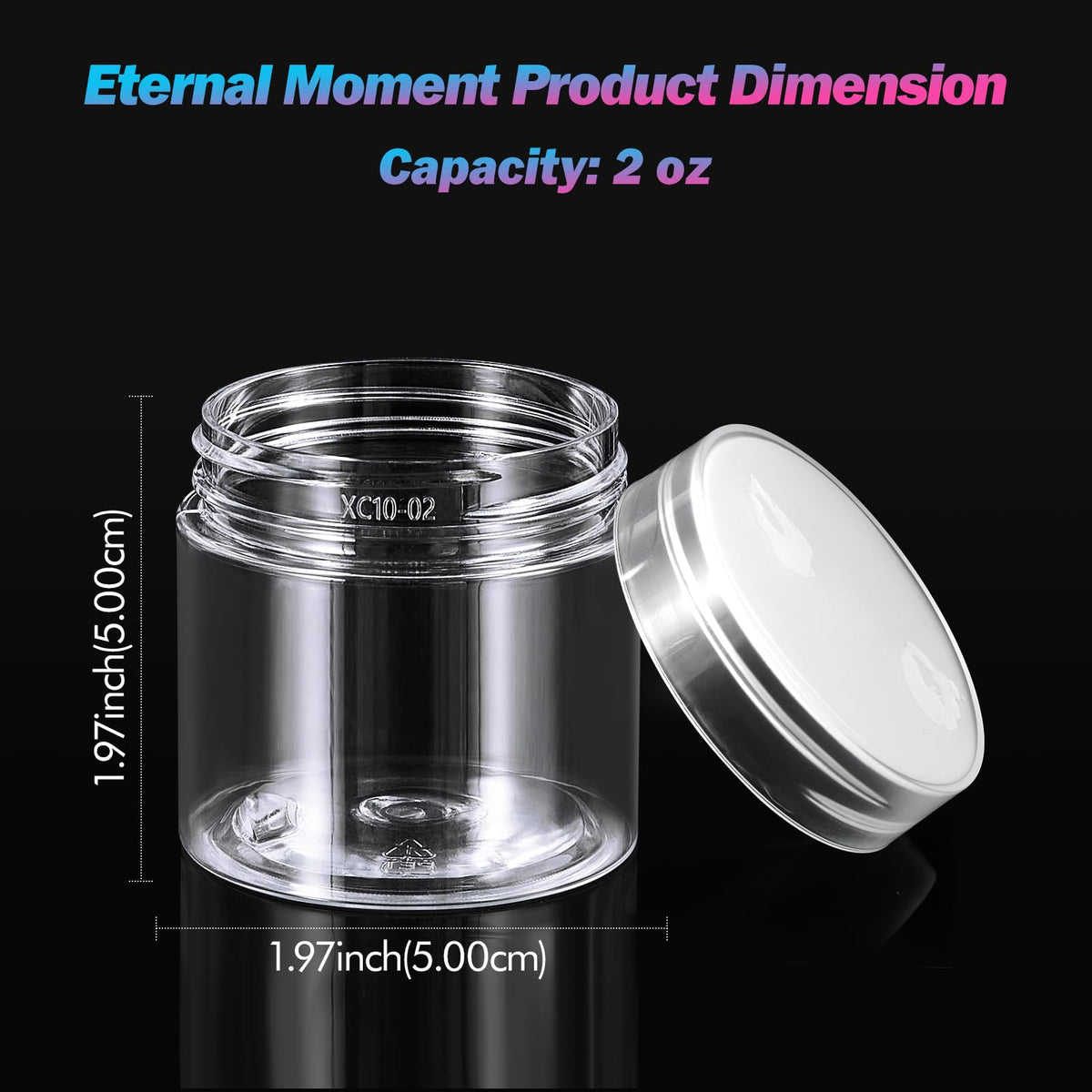 Close-up of Eternal Moment 2 oz jars showing lid and label