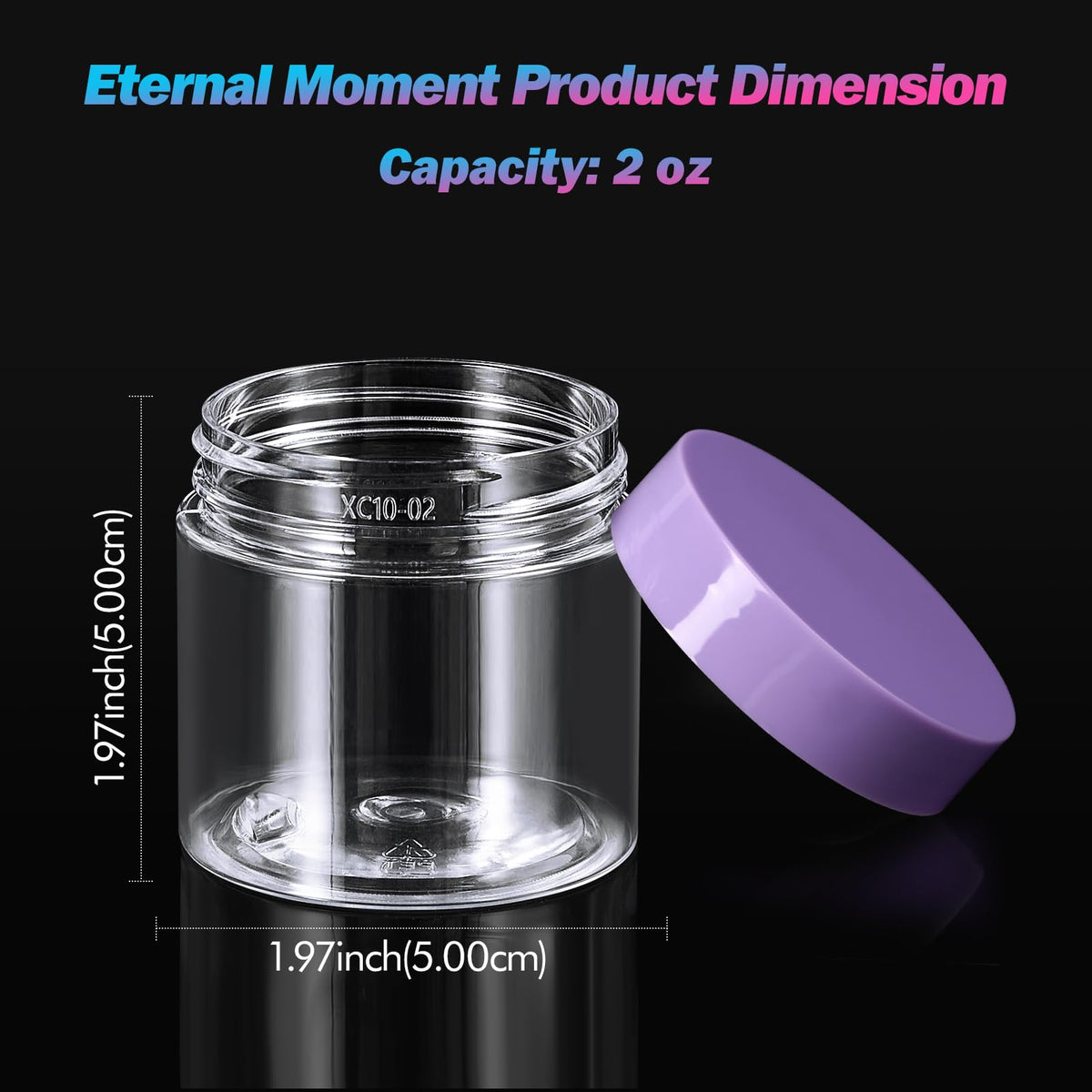 Close-up of Eternal Moment 2oz plastic jar with lid