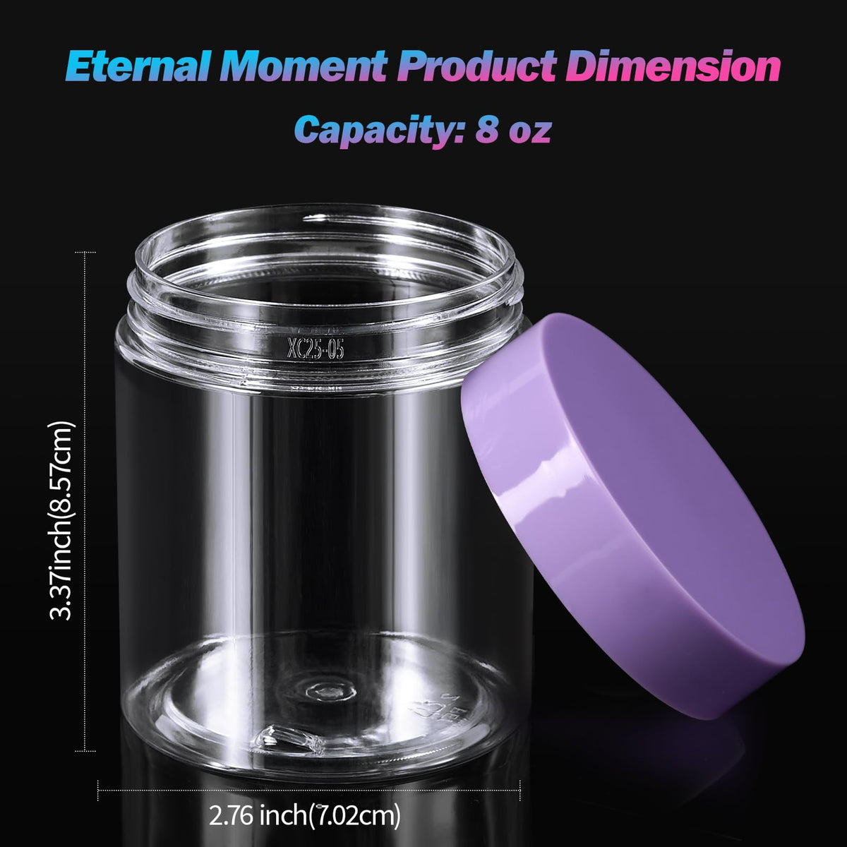 Close-up of Eternal Moment 8 oz plastic jar with lid