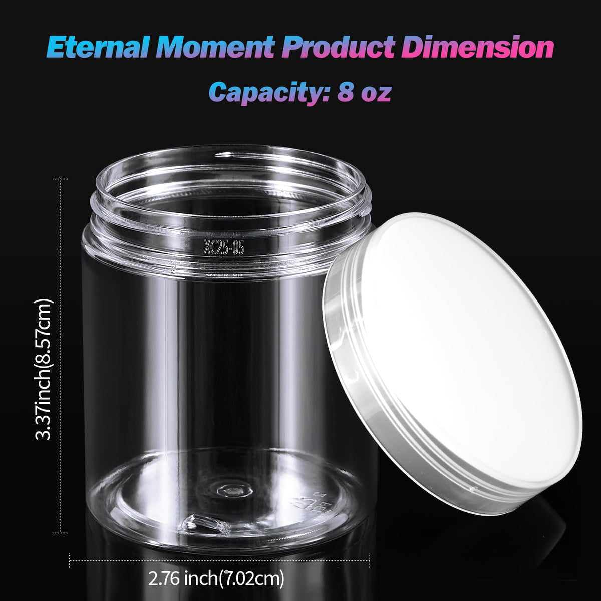 Close-up of Eternal Moment 8 oz plastic jar with screw-on lid