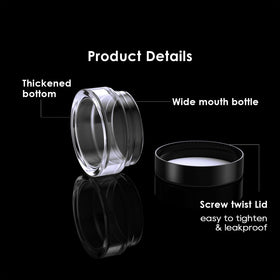 Close-up of Eternal Moment clear plastic jars with labels