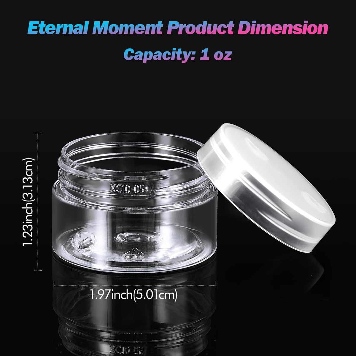 Close-up of Eternal Moment plastic jar lid with foam liner