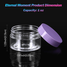 Close-up of Eternal Moment plastic jar with lid and label