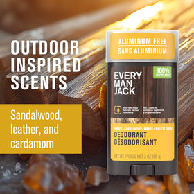 Close-up of Every Man Jack deodorant stick showing clear glide formula
