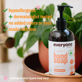 Close-up of everyone Natural Liquid Hand Soap bottle with Apricot Vanilla scent