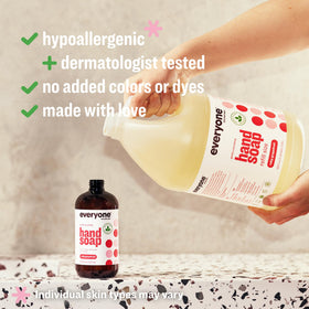 Close-up of Everyone Ruby Grapefruit Hand Soap bottle