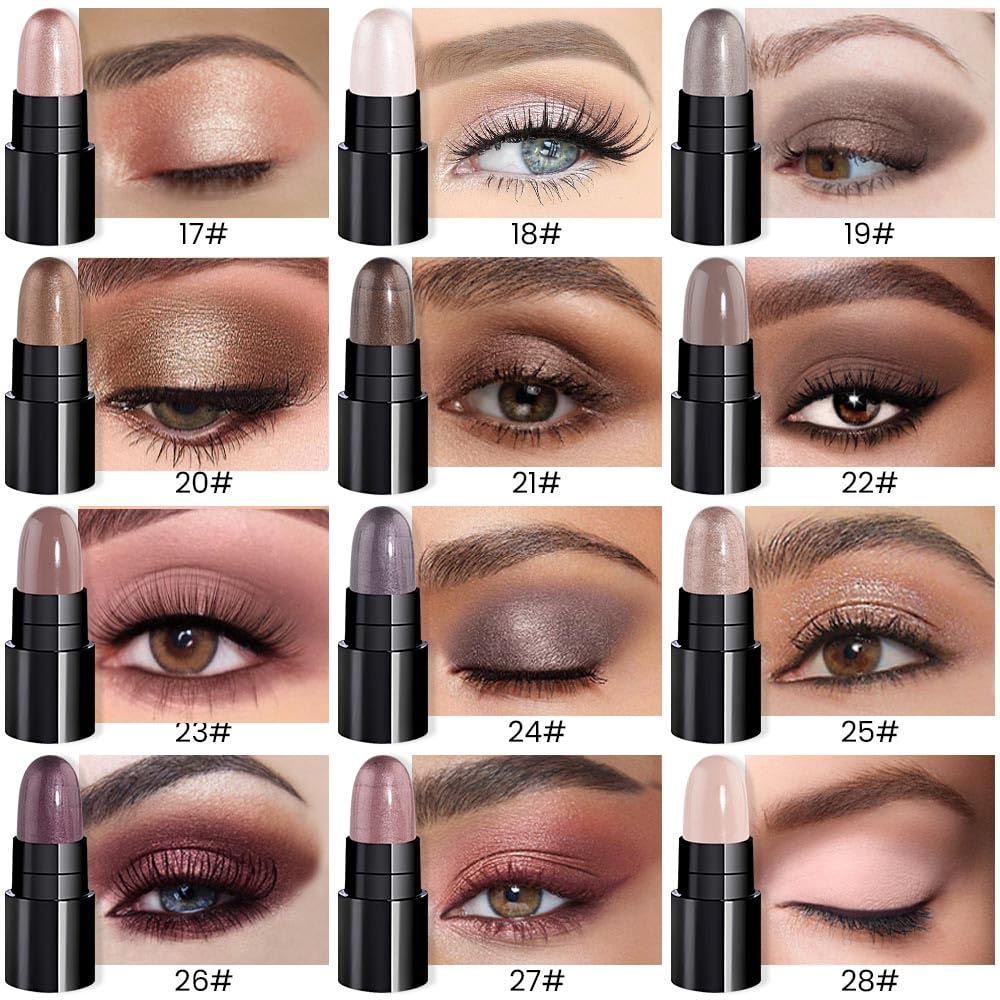 Close-up of evpct eyeshadow sticks showcasing shimmer and matte finishes