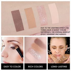 Close-up of evpct Nude Brown Eyeshadow Quad Palette shades