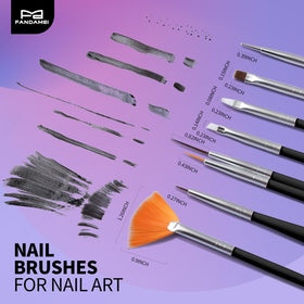 Close-up of Fandamei nail brushes in various sizes