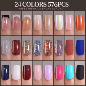 Close-up of Fandamei press on nails in various colours and textures