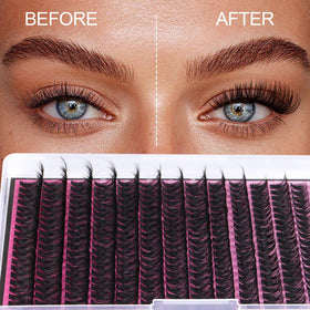 Close-up of FANXITON Lash Clusters showing different lengths