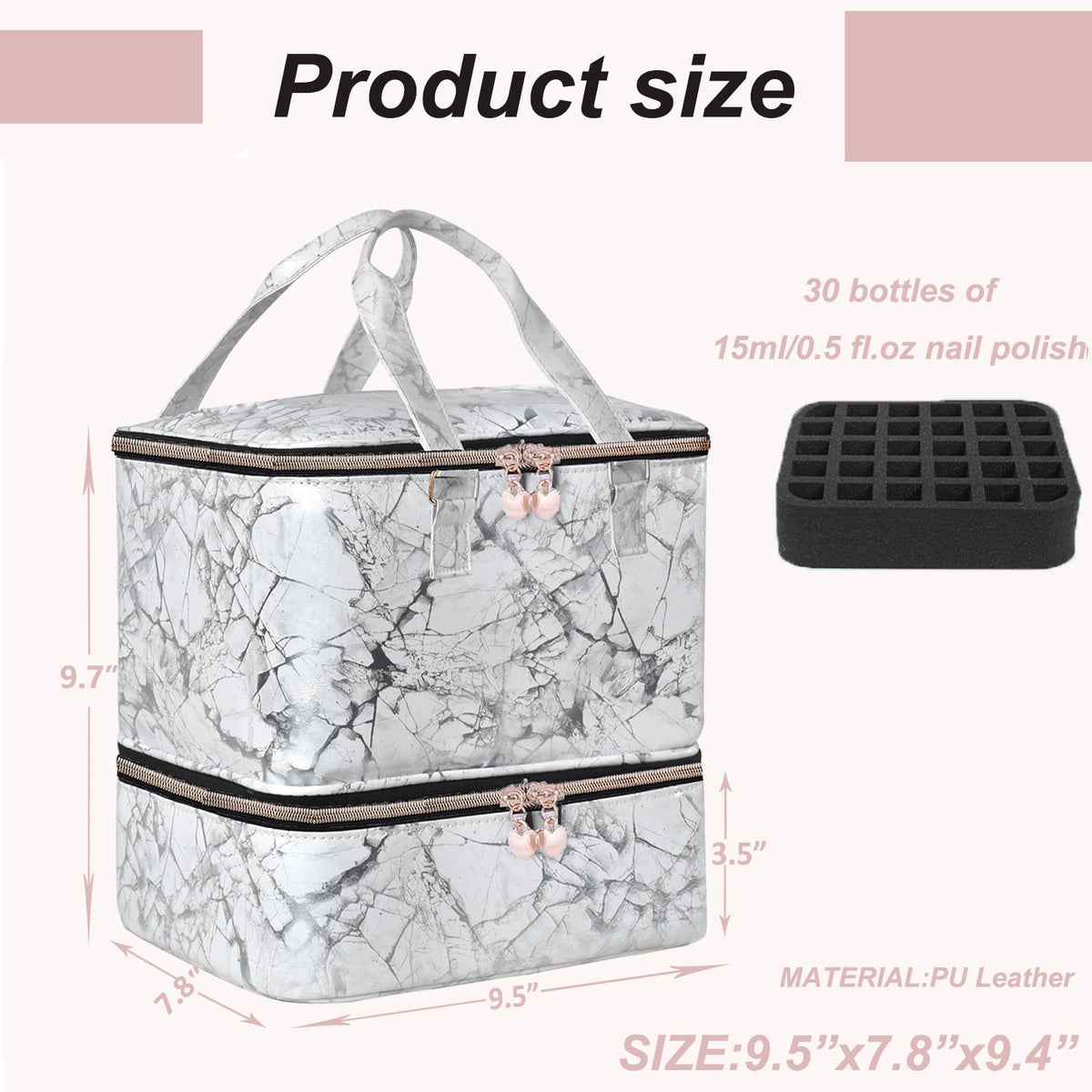 Close-up of FCQQYWZ Nail Polish Organizer zipper