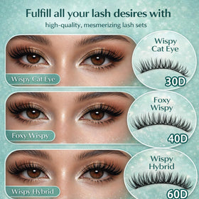 Close-up of FebFeb 30D+40D cluster lashes in various lengths