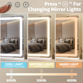 Close-up of FENNIO Vanity Mirror buttons for light adjustment