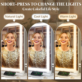 Close-up of FENNIO Vanity Mirror displaying adjustable brightness feature