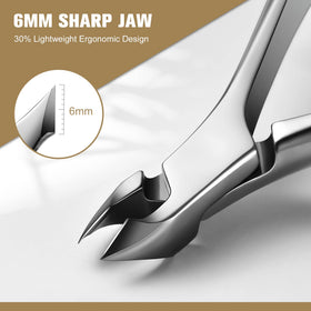Close-up of FERYES cuticle clipper's 6mm full jaw