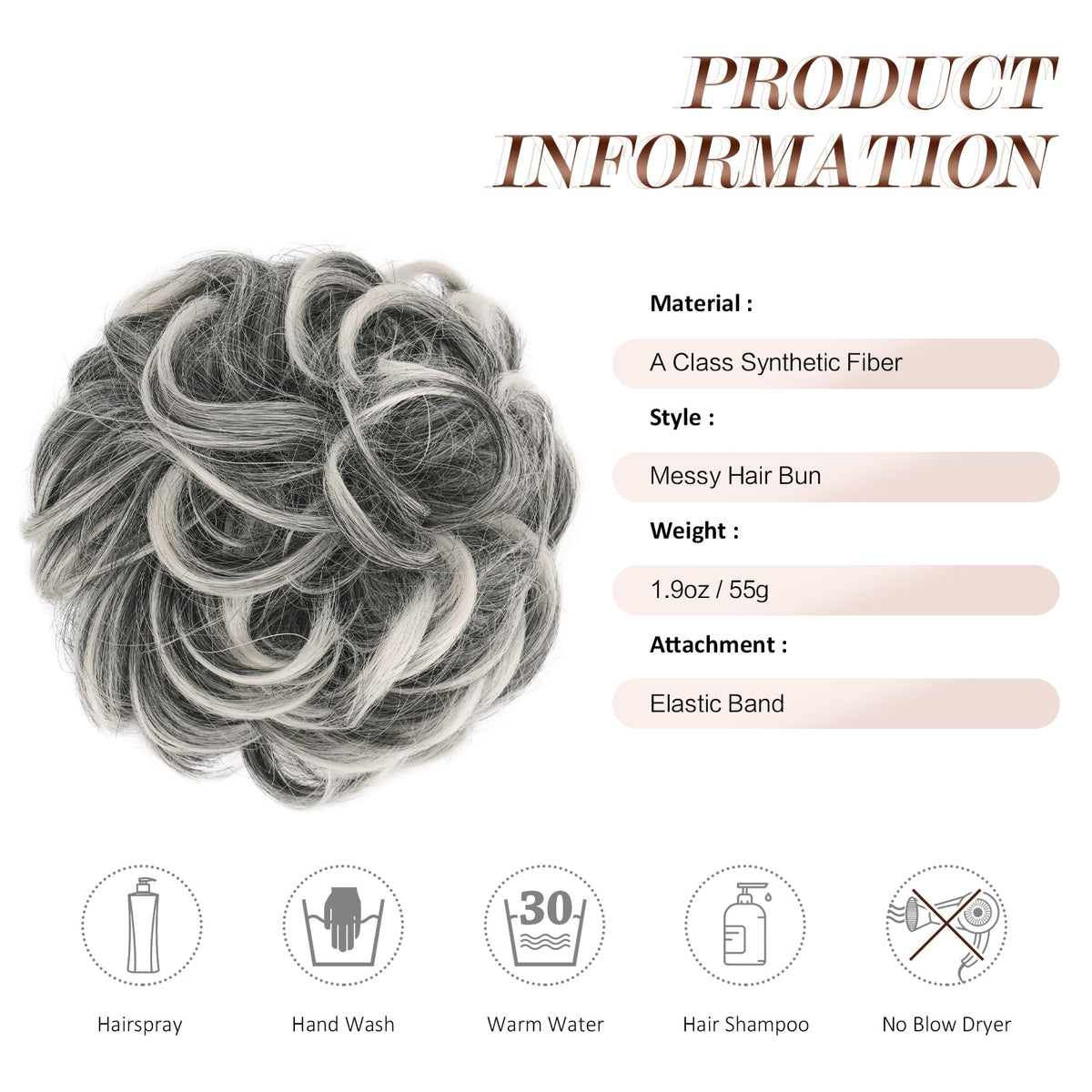 Close-up of FESHFEN Large Messy Bun Hair Piece showing texture