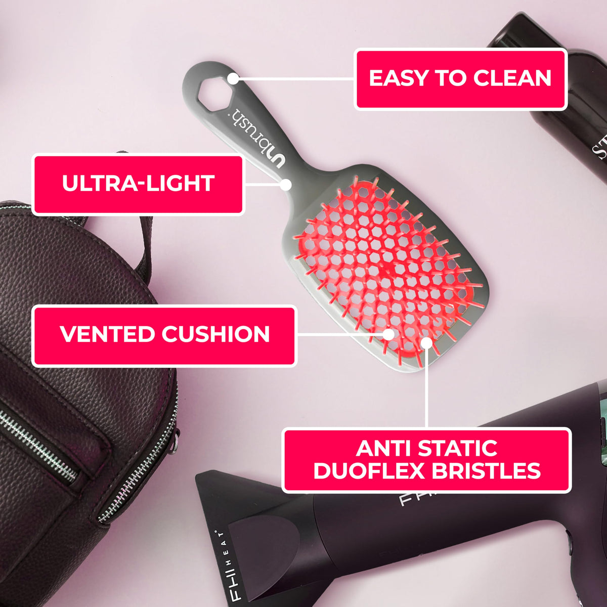 Close-up of FHI Heat UNbrush bristles and vented design