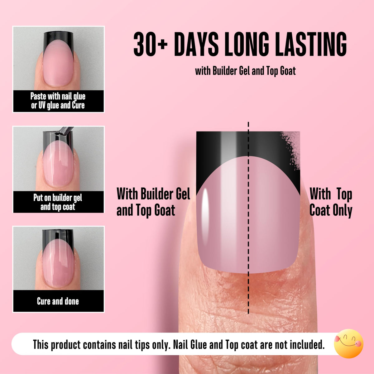 Close-up of finished manicure using NOVO OVO nail tips