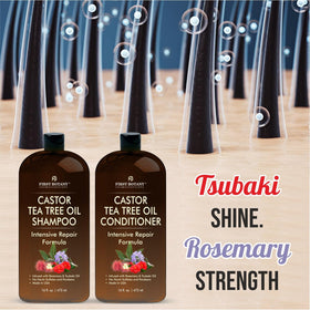 Close-up of First Botany Castor Tea Tree Conditioner bottle