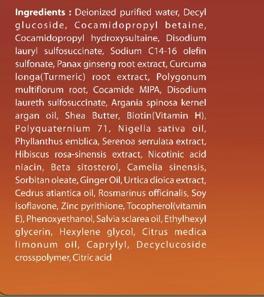 Close-up of First Botany Hair Growth Conditioner ingredients