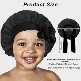 Close-up of FIRSTPELLA Kids Silk Bonnet with elastic band