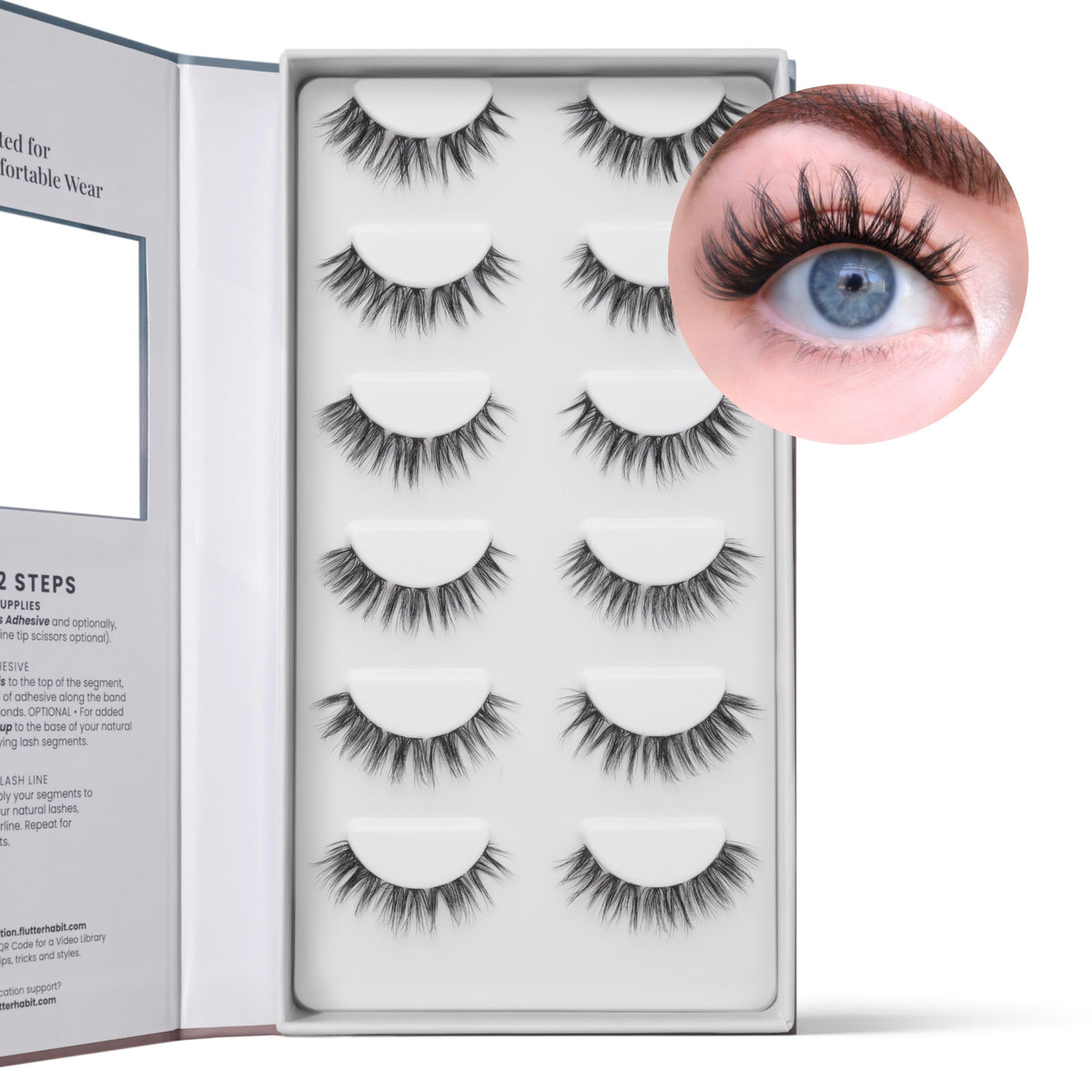 Close-up of FlutterHabit Glow-Getter faux mink lash clusters