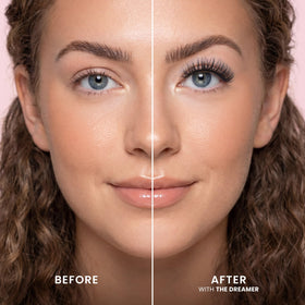 Close-up of FlutterHabit underlash extensions showing wispy texture