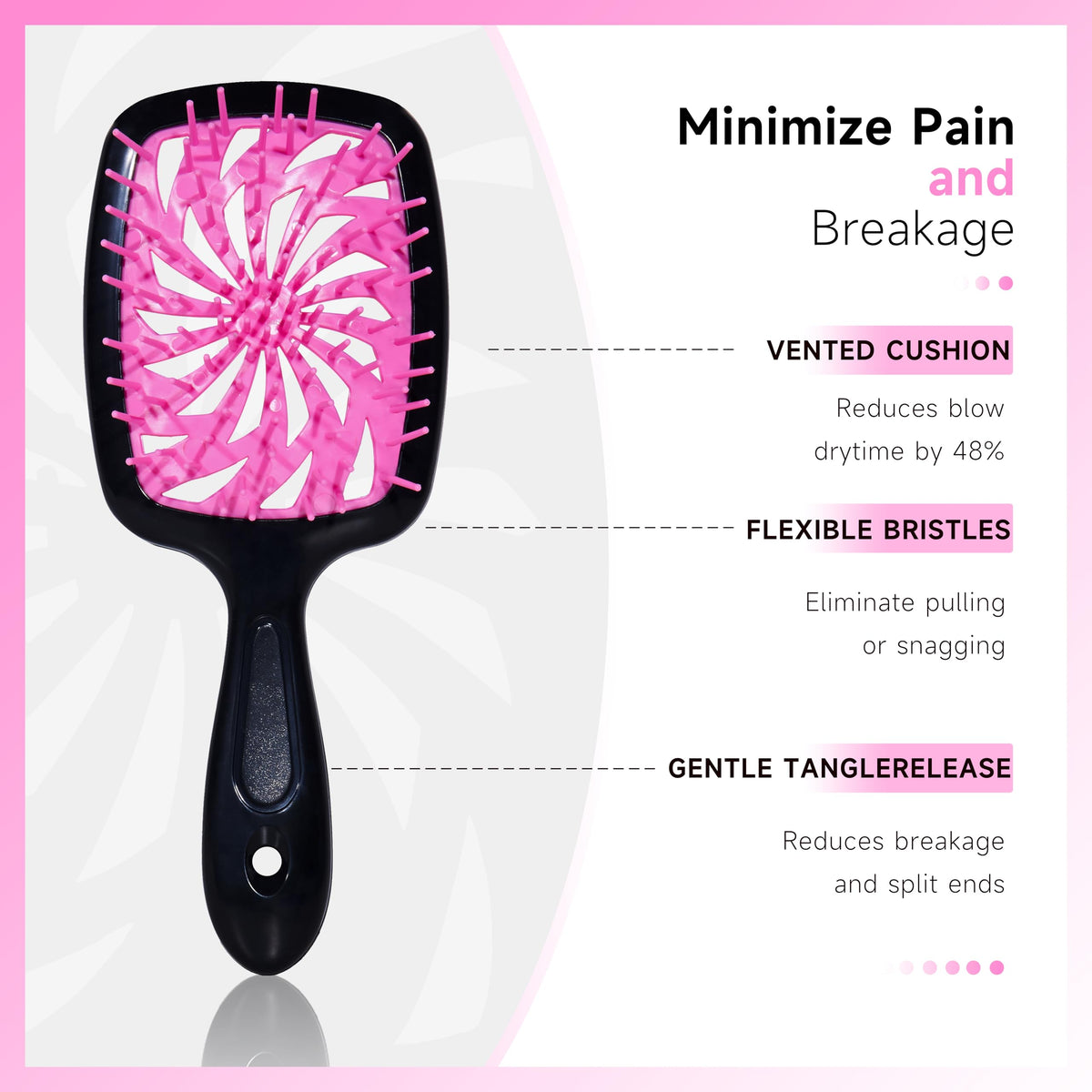 Close-up of FlyLanyards detangling brush with matte surface
