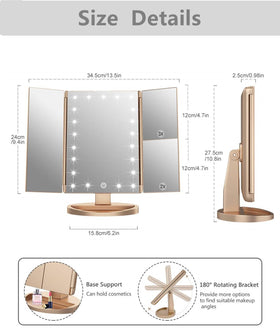 Close-up of Flymiro Tri-fold mirror showing 3X magnification