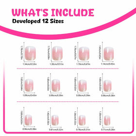 Close-up of Foccna Square Ombre Press on Nails with adhesive tabs