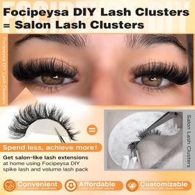 Close-up of Focipeysa eyelash clusters in various lengths