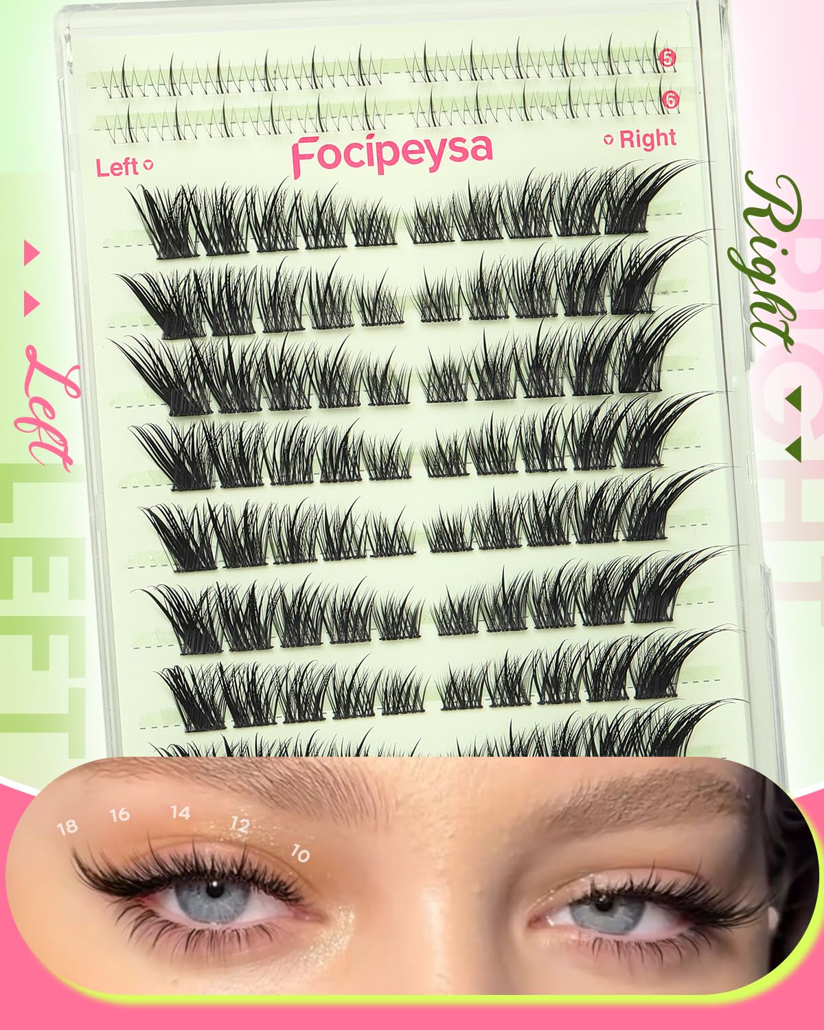 Close-up of Focipeysa Fox Eye Lash Clusters showing soft texture