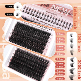 Close-up of Focipeysa lash clusters in various lengths