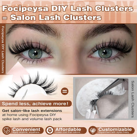 Close-up of Focipeysa Manga Lash Clusters showing different lengths