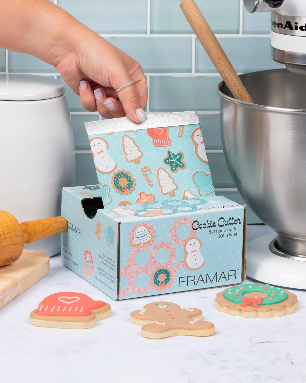 Close-up of FRAMAR Cookie Cutter Hair Foil embossed texture