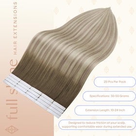Close-up of Fshine Tape-In Extensions showing hair texture